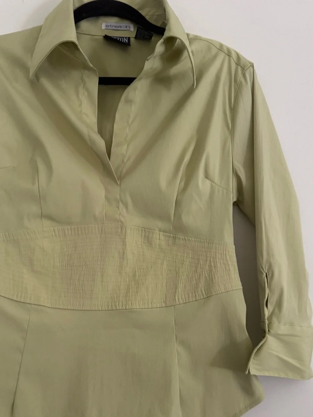 Sage Smocked-Waist Button-Down Shirt Size L Business Casual - Picture 5 of 9